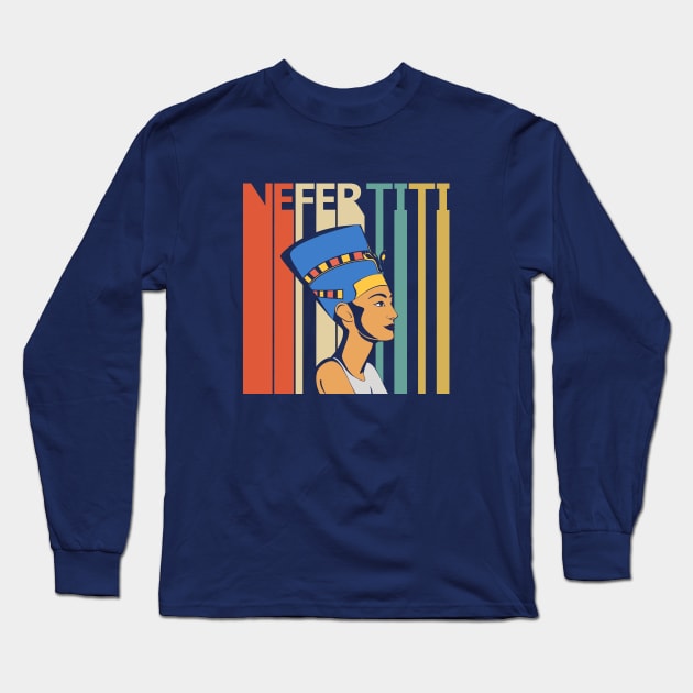 Vintage Retro Egyptian Queen Nefertiti Long Sleeve T-Shirt by GWENT